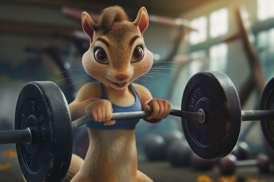 Squirrel workout in gym