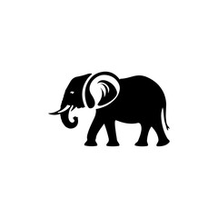 vintage tattoo style Black and white elephant logo. elephant silhouette 