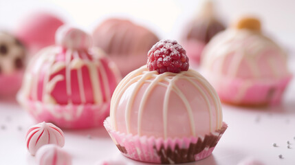 pink and white chocolate candies