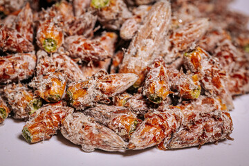 Pine buds healthy diet. A pile of pine buds