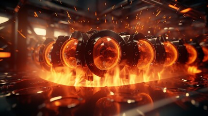 A close-up portrayal of the synchronized dance of combustion within a car's cylinders.
