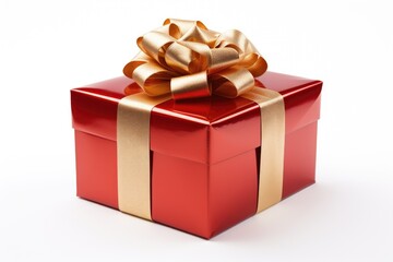 red gift box with gold ribbon