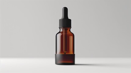 Clean bottle of cosmetic dropper glass on white background, Suitable for collagen serum and vitamin bottle, cosmetic mockup package.