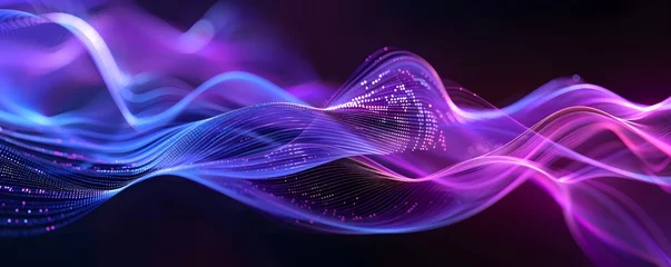 Fototapeten Neon wave shining purple particles and abstract light background texture © Fabian Mohr