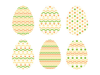 Collection of Easter Eggs with geometric ornament. Colorful egg isolated on white. Cute element of Egg Hunt. Traditional holiday design element