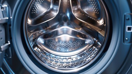 An intimate close-up of a washing machine's front, revealing the texture and colors of the laundry within