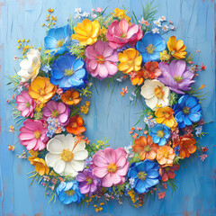 Floral wreath art painting - 750910375