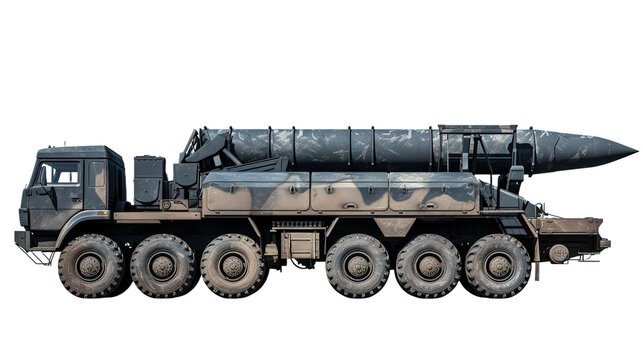 Missile Launcher Truck isolated on white or transparent background