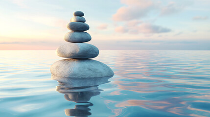 Zen stones stack in the sea - 750910581