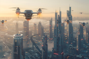 autonomous drones maintain the city's infrastructure