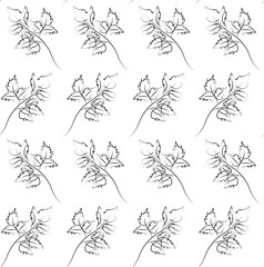 Outline leaves seamless pattern stock vector illustration for web, for print monochrome botanical vector illustration