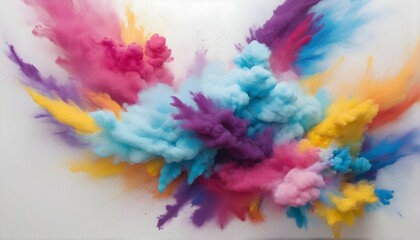 "Unleash your creativity and watch as an AI generative platform brings to life the mesmerizing contrast of colorful powder against a blank white canvas."