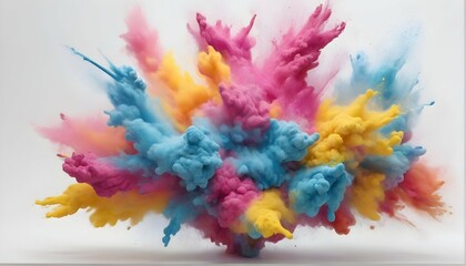 "Unleash your creativity and watch as an AI generative platform brings to life the mesmerizing contrast of colorful powder against a blank white canvas."