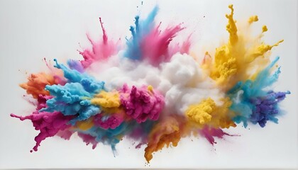 "Experience the magic of an AI generative platform as it transforms your vision of splashing colorful powder onto a frame, creating a stunning visual masterpiece on a clean white background."