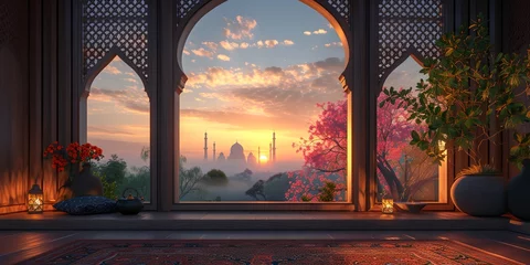 Fotobehang Beautiful arabic window, mosque interior © inspiretta