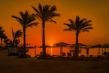Egypt - Beautiful sunset on the shores of the Red Sea