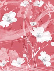 A pink background adorned with delicate white flowers, creating a visually appealing contrast in colors and textures.