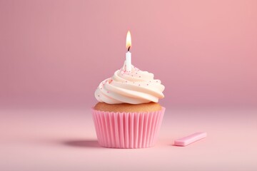 Happy birthday cupcake with candle