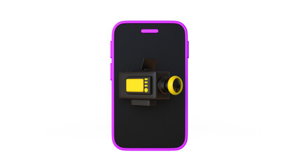 Video Camera with smartphone 3d render isolated illustration