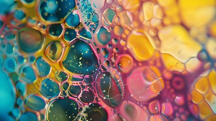 A macro photo of a microscope slide showing the intricate molecular structures of different dyes...