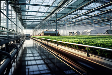 An efficient irrigation system meticulously waters seedlings in a greenhouse, fostering optimal growth conditions for vibrant and healthy plants.