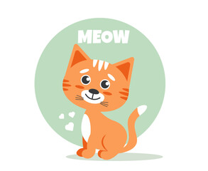 Cute cat cartoon, vector illustration