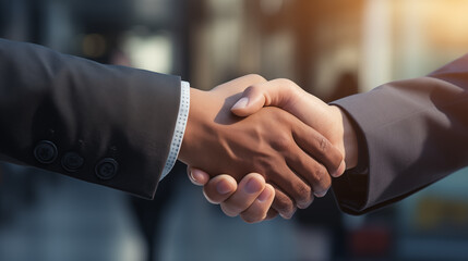 Businessmen making a handshake. Businessman handshake close up. Handshake with partner