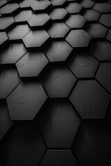  black abstract artwork perfect for phone wallpapers, presenting a sleek monochrome design with an orderly symmetrical pattern of parallelogram tiles, enhanced by lighting