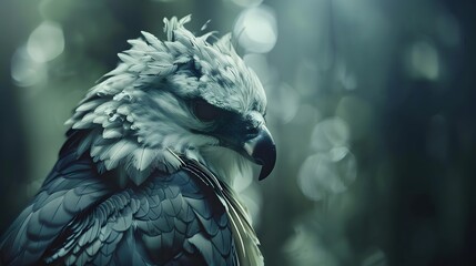Beautiful ABSTRACT photo, Harpy Eagle concept, contemporary colors and mood social background....