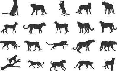 Cheetah silhouette, Cheetah running silhouettes, Cheetah svg, Cheetah vector illustration