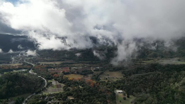 Aerial video over Gilroy United States. on a sunny day