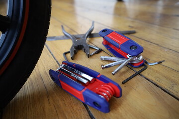 multitool and equipment for bicycle repair and maintenance