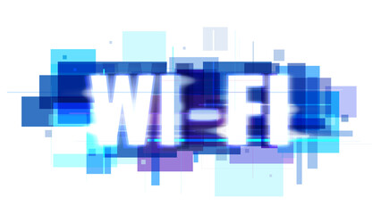 Blue colored abstract concept with WI-FI prefix title in the center