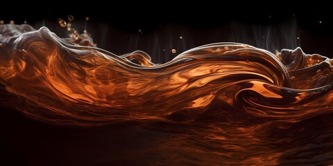 Soft wisps of molten copper dance across the surface of the molasses, creating an ethereal and ephemeral spectacle. - obrazy, fototapety, plakaty