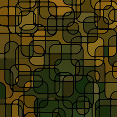 abstract vector stained-glass mosaic background - green and brown