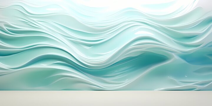 Aquamarine 3D waves reminiscent of a tranquil ocean scene, with hints of sparkling light.