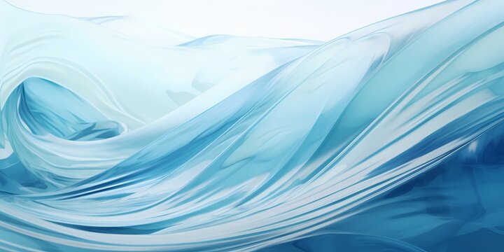 Aquamarine 3D waves with a glossy sheen, their reflective surface capturing the play of light on the ocean's surface.