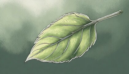 Drawing of a leaf on a simple background