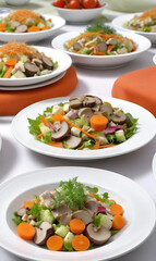 Table service, several kinds of salads