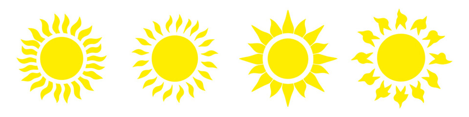Sun icon vector set. yellow summer symbol. sunlight sign collection. Stock vector