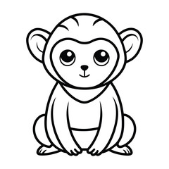 a-drawing-of-a-cute-uakari-baby-front-view-in-one vector illustration