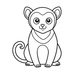 a-drawing-of-a-cute-uakari-baby-front-view-in-one vector illustration