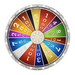 Prize wheel isolated on transparent background. 3D illustration