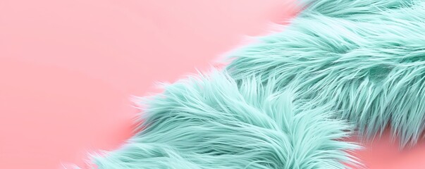 mint fur on a pink background.