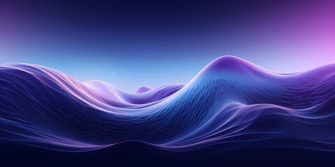Celestial shades of indigo and violet in 3D waves, their reflective surface capturing the ethereal glow of distant stars. - obrazy, fototapety, plakaty