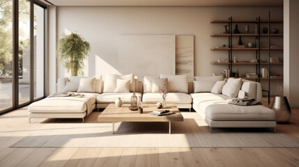 A modern living room with sustainable furniture and a hint of classic style