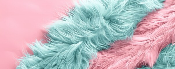 mint fur on a pink background.