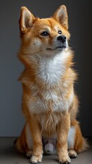 Fototapeta premium Majestic Gaze: A Golden Furred Dog in Thoughtful Repose