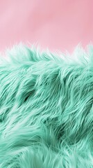 mint fur on a pink background.