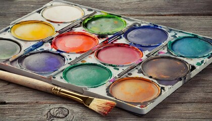 Generated image of watercolor paints set 